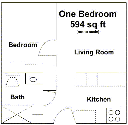 Bedroom on One Bedroom Apartment Floor Plan